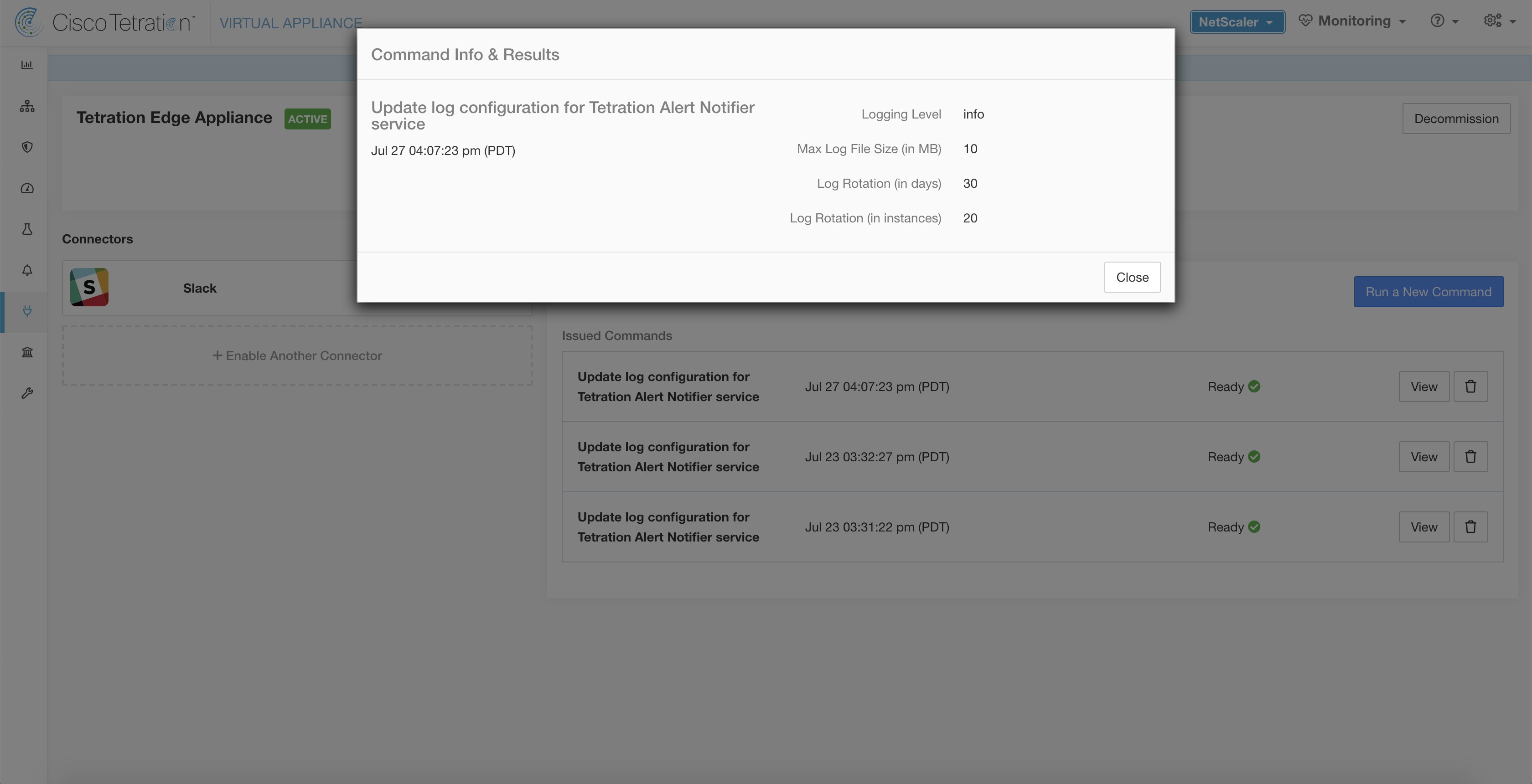 Update the log configuration on Secure Workload Alert Notifier Docker service in