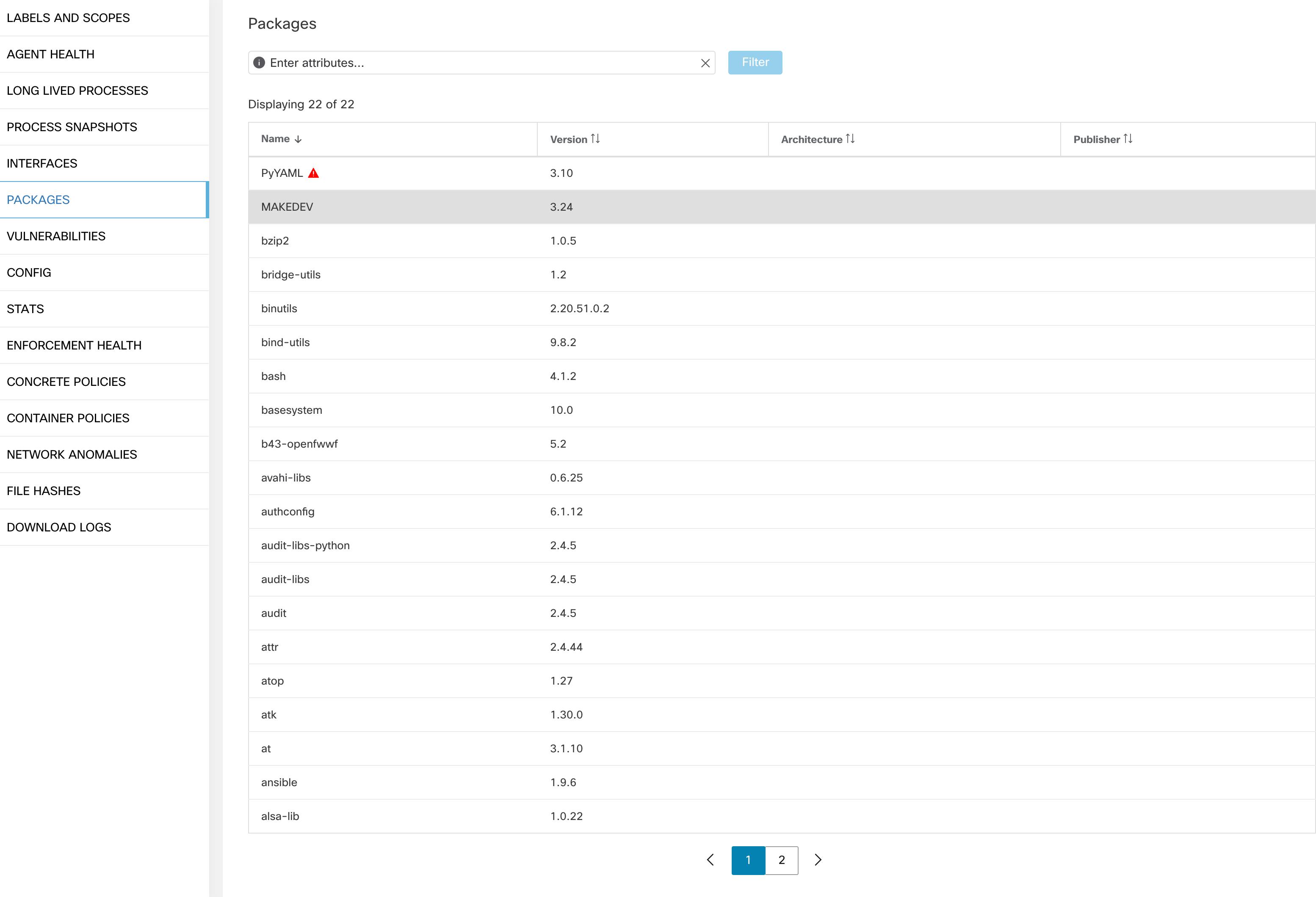 Workload profile packages