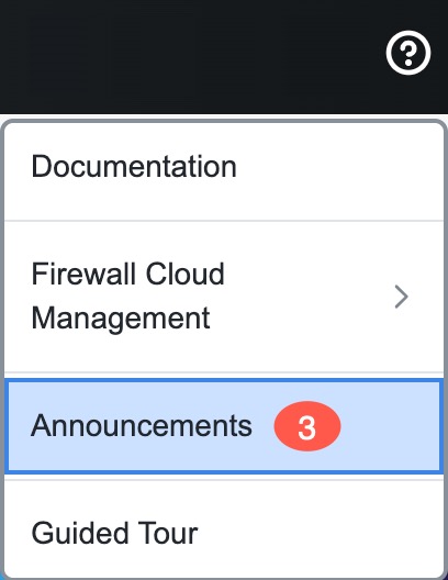 Announcements option showing a badge