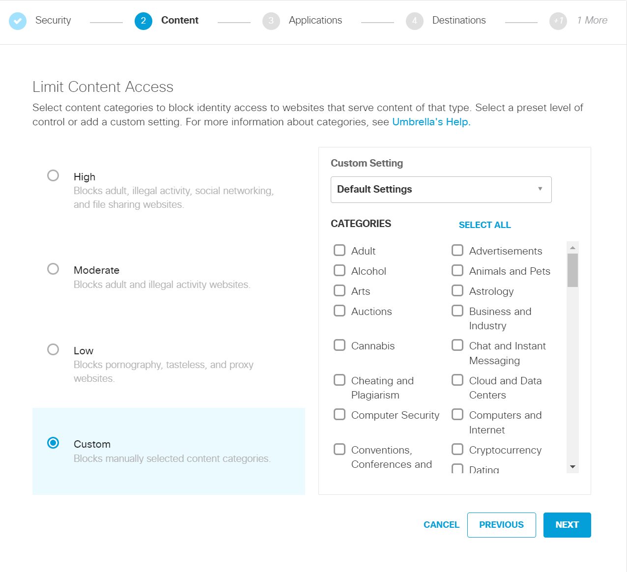 Content Category Definitions